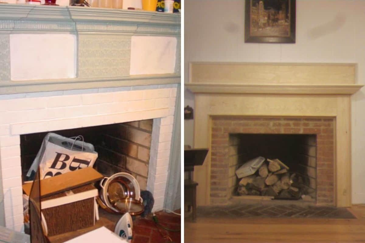 refinishing a fireplace before and after