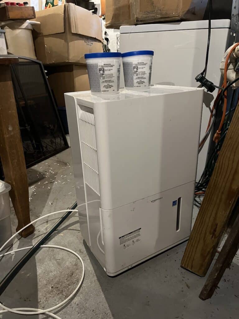 dehumidifier in basement vertical
